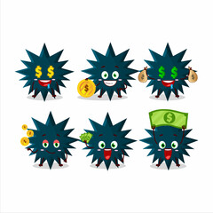 Biohazard virus cartoon character with cute emoticon bring money