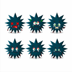 Biohazard virus cartoon character with nope expression