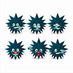 Photographer profession emoticon with biohazard virus cartoon character