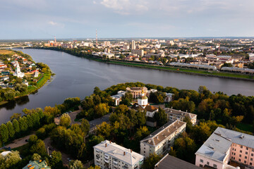 Picturesque city landscape of Tver with Assumption Cathedral, Russia