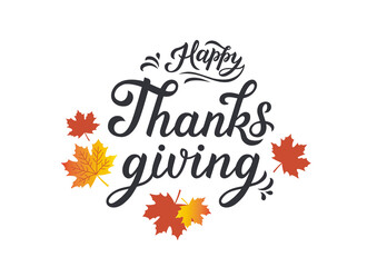 Happy Thanksgiving typography vector design for greeting cards and posters. Background is a celebration design template. Happy Thanksgiving hand-drawn inscription. Vector illustration.
