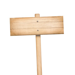 Wooden sign isolated on white background, clipping path for design usage purpose.