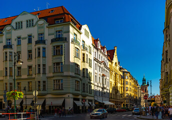Picturesque streets of the city of Prague. Czech Republic