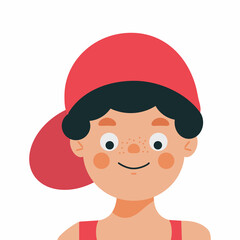 Young man face. Vector illustration of man avatar in flat style.