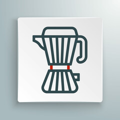 Line Coffee maker moca pot icon isolated on white background. Colorful outline concept. Vector