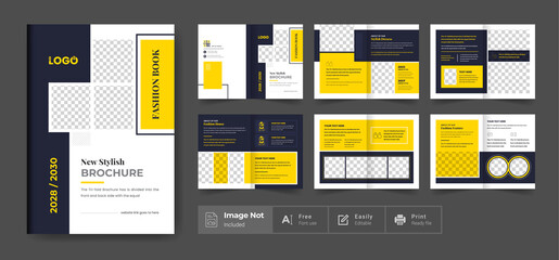 fashion brochure design template. colorful modern business and corporate annual report multi page brochure theme layout editable text and cc vector file 