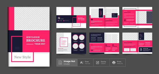 fashion brochure design template. colorful modern business and corporate annual report multi page brochure theme layout editable text and graphics