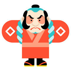 日本のお正月イメージイラスト素材_奴凧、凧揚げ