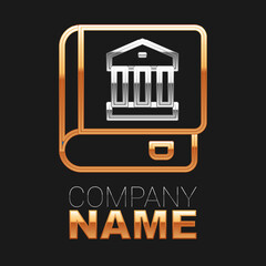 Line Law book icon isolated on black background. Legal judge book. Judgment concept. Colorful outline concept. Vector