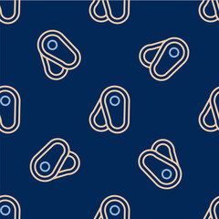 Line Steak meat icon isolated seamless pattern on blue background. Vector