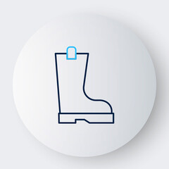 Line Waterproof rubber boot icon isolated on white background. Gumboots for rainy weather, fishing, gardening. Colorful outline concept. Vector