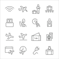 Airport icons set. Airport pack symbol vector elements for infographic web
