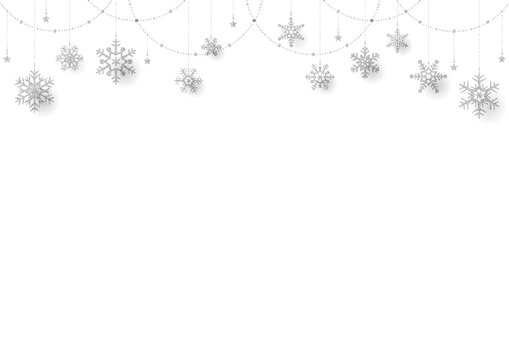 キラキラ☆雪の結晶オーナメントのシンプルな風景 シルバー
