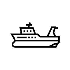 trawler boat line icon vector. trawler boat sign. isolated contour symbol black illustration