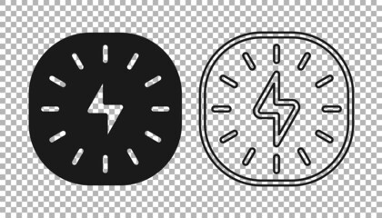 Black Lightning bolt icon isolated on transparent background. Flash sign. Charge flash icon. Thunder bolt. Lighting strike. Vector