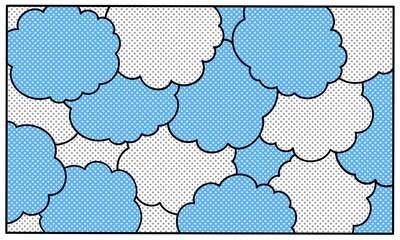 シンプルで可愛いモクモク吹き出し背景壁紙素材 (青)　 simple cute cloud wallpaper