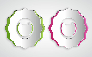 Paper cut Bottle opener icon isolated on grey background. Paper art style. Vector