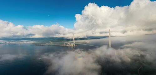 View from the drone to the Russian bridge