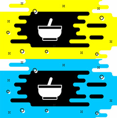 White Mortar and pestle icon isolated on black background. Vector