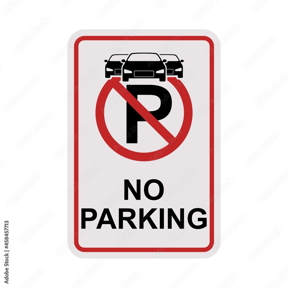 Wall mural no car or no parking traffic sign isolated on white background