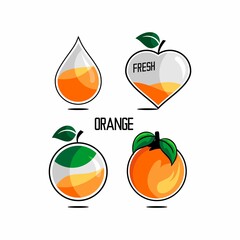 vector illustration of orange juice in several containers