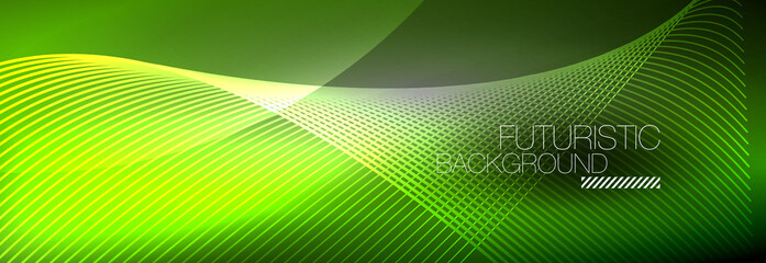 Abstract neon glowing light in the dark with waves. Shiny magic energy and motion concept, vector abstract wallpaper background