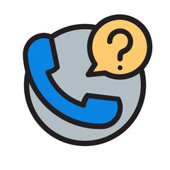 Phone , Questions and FAQ filled outline icon.
