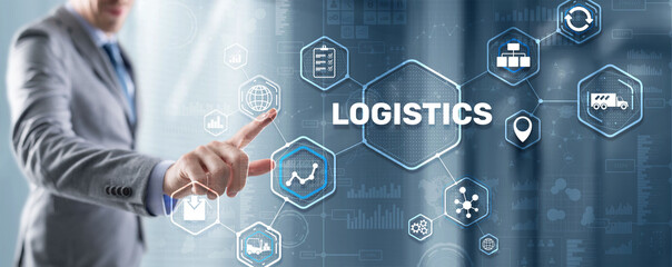 Logistic network distribution and transport concept. Goods delivery