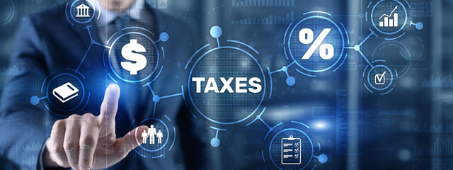 Concept of taxes paid by individuals and corporations such as VAT, income tax and property tax....