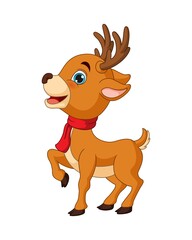 Cartoon little christmas deer posing