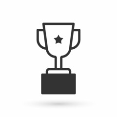 Grey Award cup icon isolated on white background. Winner trophy symbol. Championship or competition trophy. Sports achievement sign. Vector