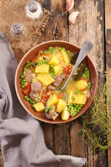 broth with beef and vegetables
