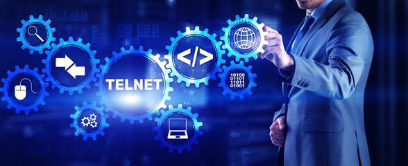 Telnet Virtual terminal client. Internet and Network concept