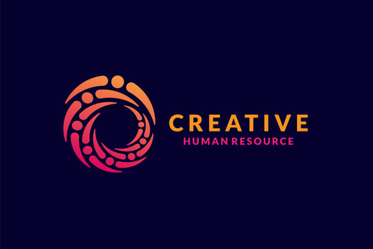 human resources Logo design isolated on blue Background. Usable for Business and Technology Logos. Vector Logo Design Template Element.