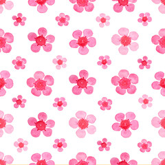 Pink Wax flower blossom seamless pattern illustration watercolor flora painting