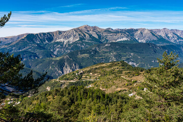 Panoramic view of the Mercantour National Park near Valberg, French Alps