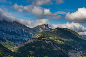 Fototapeta na wymiar Landscape view at Le Paquier near Annecy in Haute-Savoie region of France