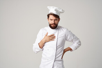 bearded man chef kitchen Job hand gestures Professional emotions