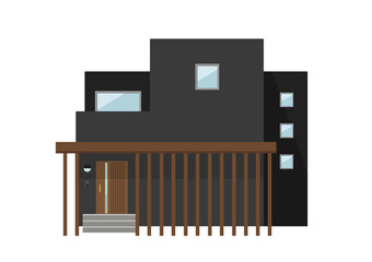 モダンな戸建て住宅のイラスト（和モダン）