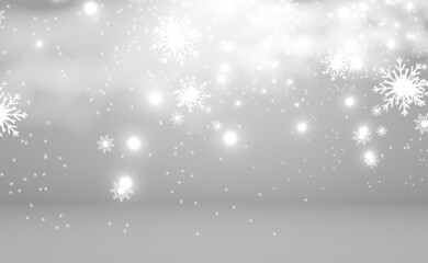 Snowfall. A lot of snow on a transparent background. Christmas winter background. Snowflakes falling from the sky.	