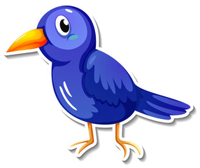 Obraz premium A cute blue bird cartoon animal sticker