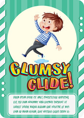 Character game card with word Clumsy Clide