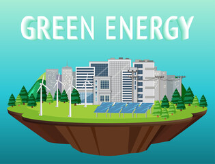 Green energy generated by wind turbine and solar panel