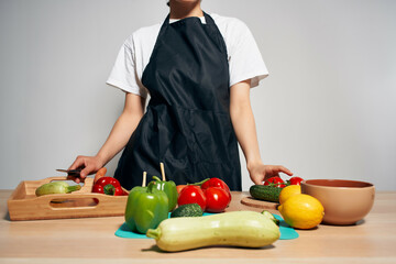 woman Cooking healthy eating cutting board