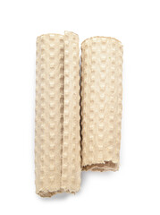 Rolled cardboard sheets on white background