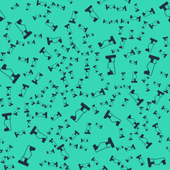 Black Bed icon isolated seamless pattern on green background. Vector