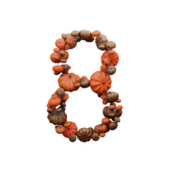 Fall Pumpkin 3D Font Halloween Celebration Number 8