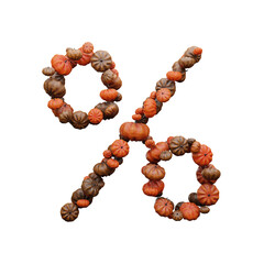 Fall Pumpkin 3D Font Halloween Celebration Percent