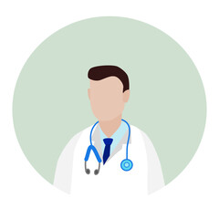 A doctor with stethoscope on green background in profile picture 