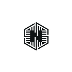 Initials N Hexagon Vector Abstract Logo Design